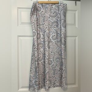 LOFT Paisley Print Satin Midi Skirt Size XL